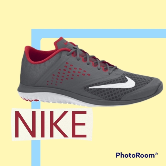 Nike Men's or women's FS Lite Run 2 Running Shoe Dark Grey/Red - Picture 1 of 5